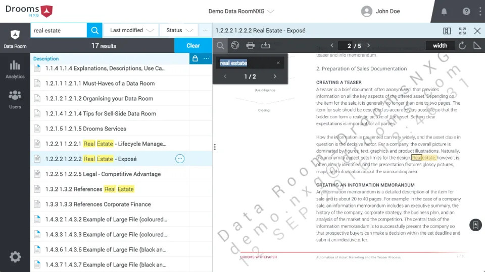 Drooms Virtual Data Room — Screenshots 2