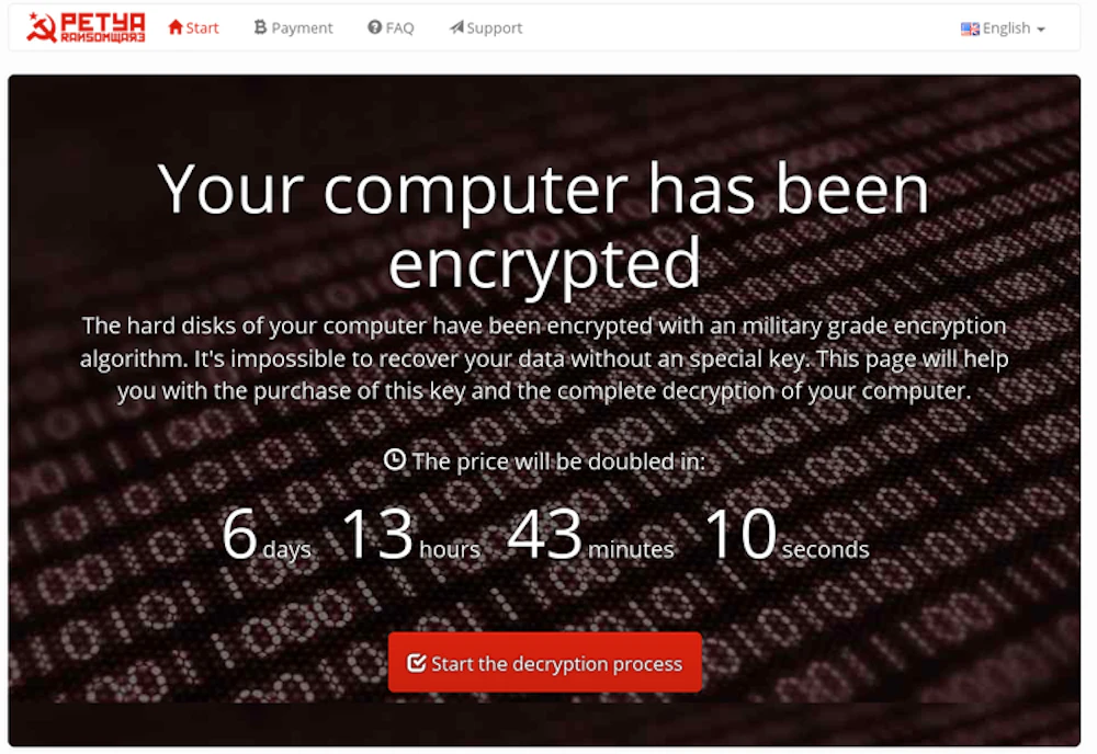 Exemple ransomware : Petya