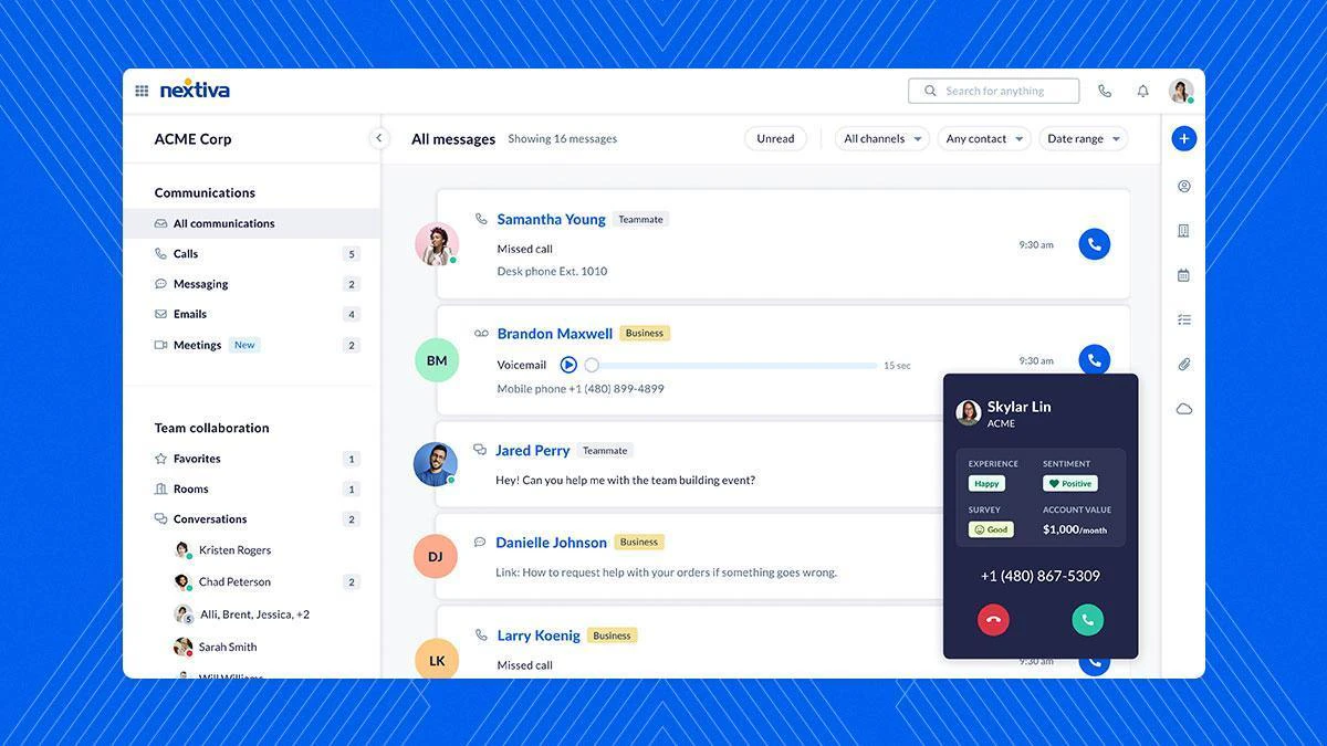 Nextiva interface voip integration