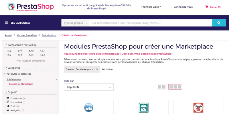 Créer une place de marché avec prestashop