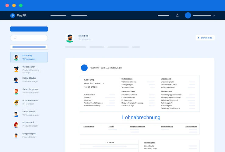 Screenshot payfit lohnabrechnungssoftware