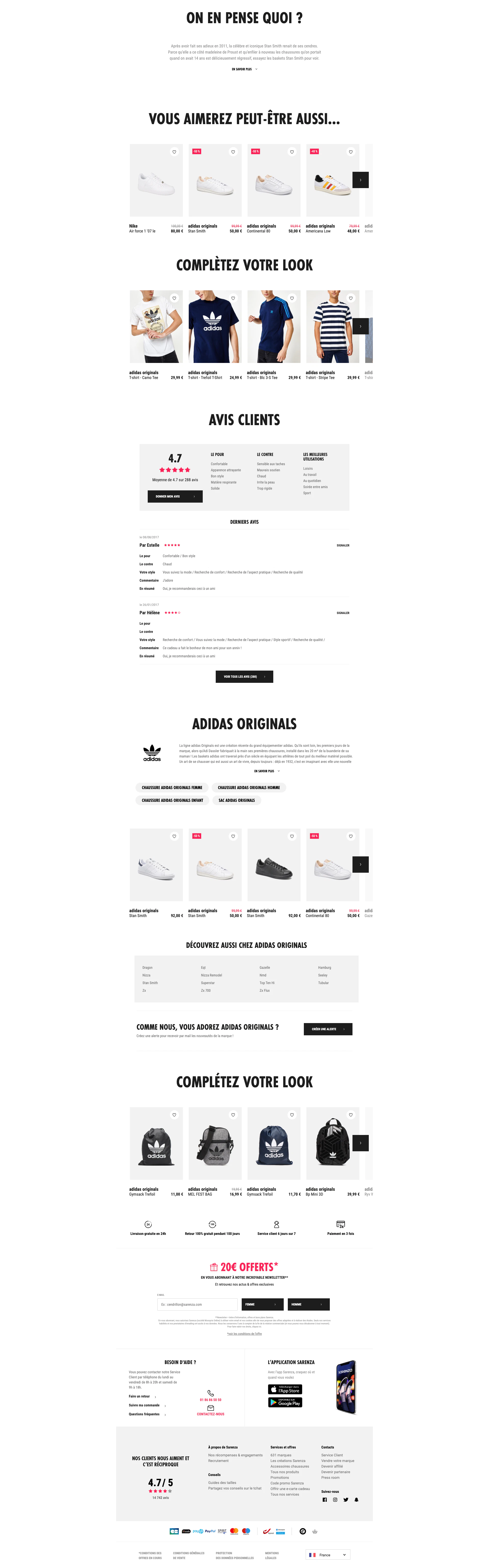 exemple fiche produit chaussure : Sarenza