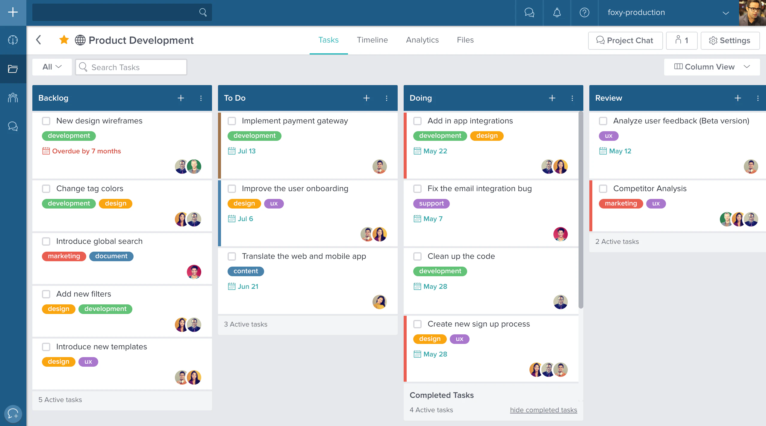 outils de pilotage de projet : visuel Taskworld