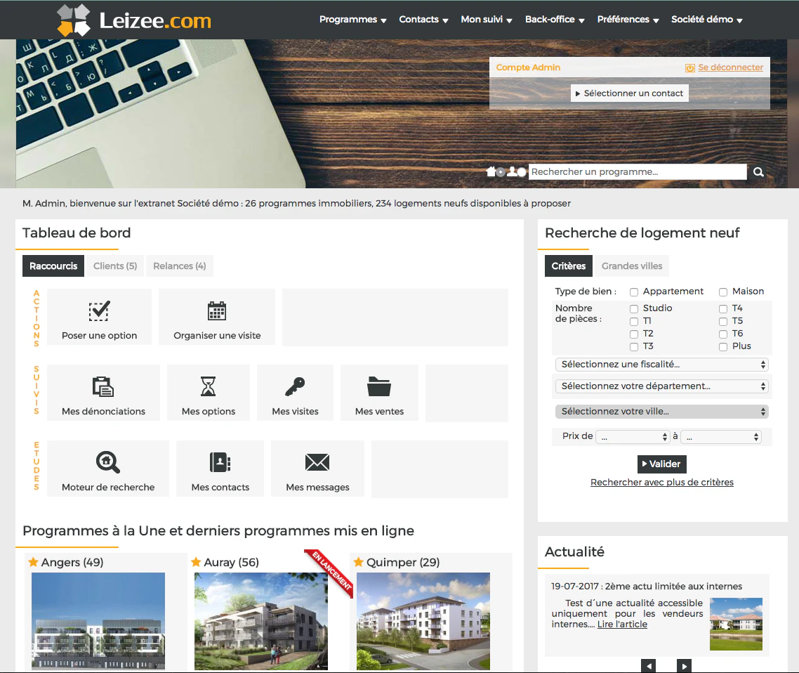 logiciel immobilier pour promoteurs Leizee