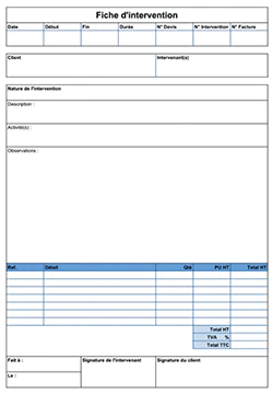 Exemple de fiche rapport d'intervention pdf à télécharger