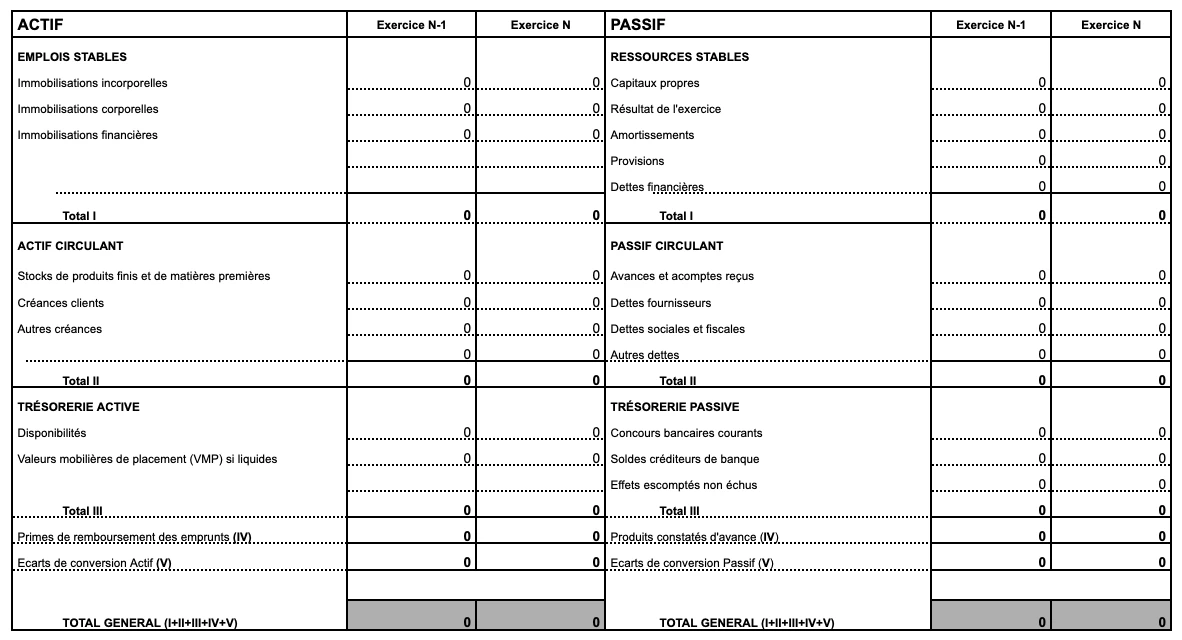 Bilan fonctionnel modèle Excel