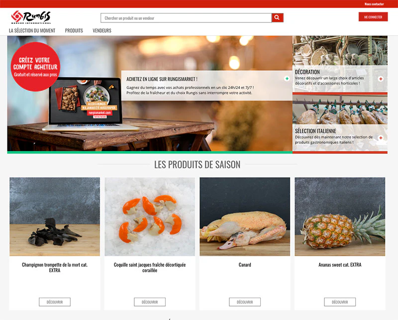 marketplace b2b marché Rungis réalisée avec Uppler