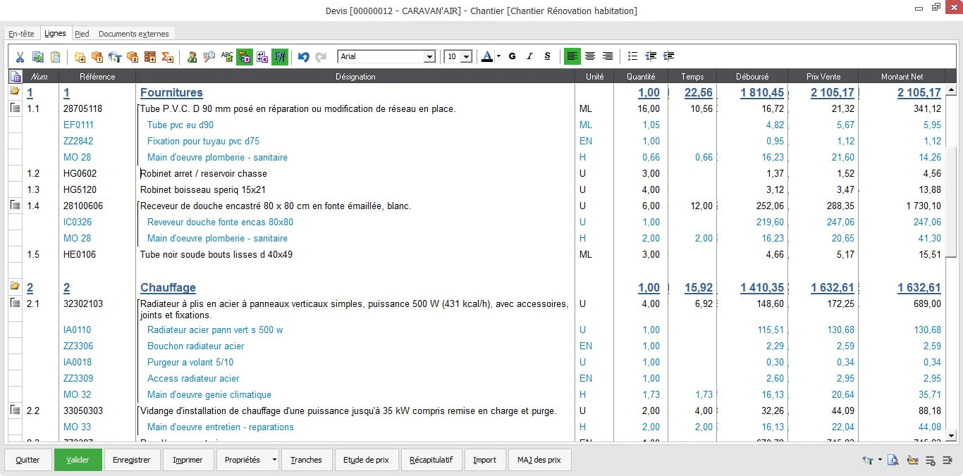 Logiciel gestion bâtiment : visuel Sage Batigest i7