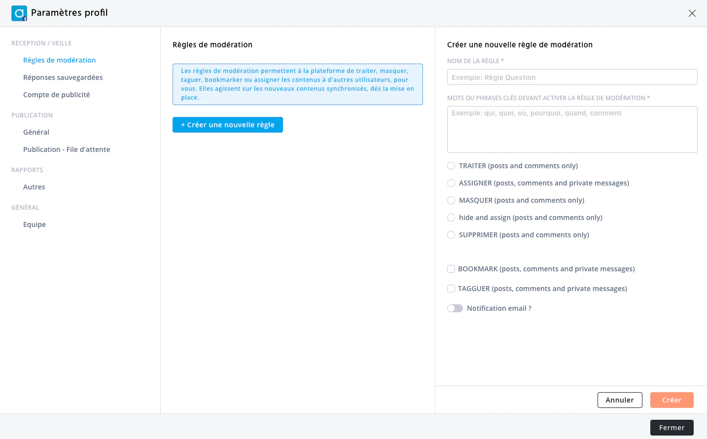 règles de modération réseaux sociaux agorapulse