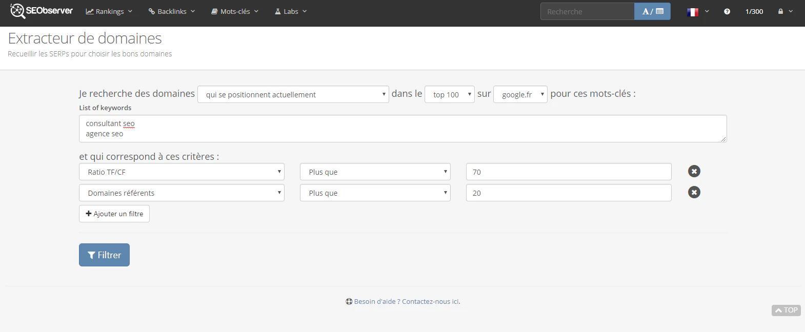 Extracteur de domaines pour identifier les consultants et agences SEO à contacter