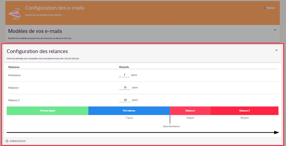 Tutoriel INFast : configuration des relances