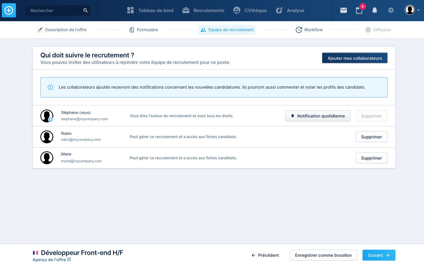 Ajout des collaborateurs