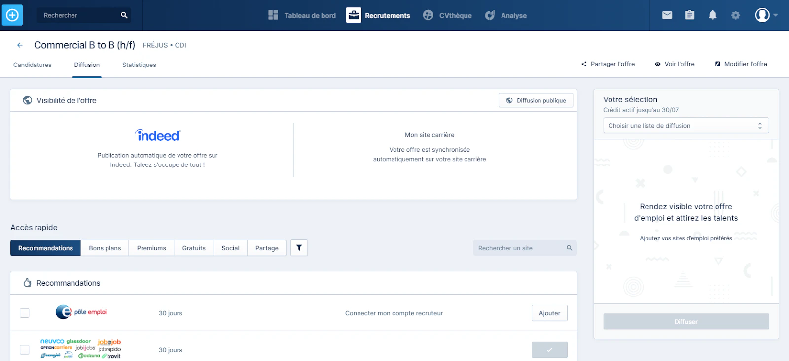 La diffusion des offres d’emploi est un poste de dépense important pour les recrutements. Taleez négocie des tarifs avantageux avec plus de 70 sites d’emploi.