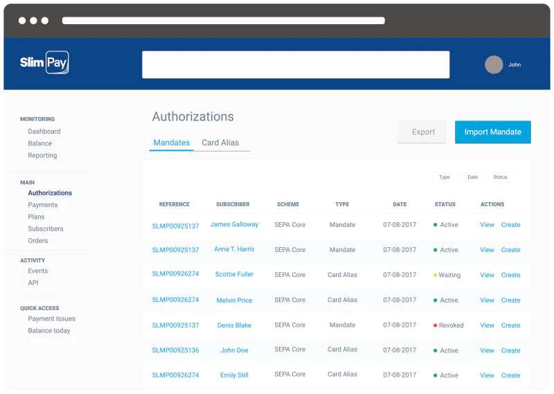 slimpay dashboard