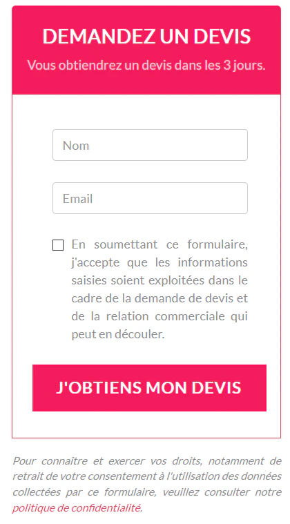 rgpd site internet : formulaire de contact rgpd exemple 2