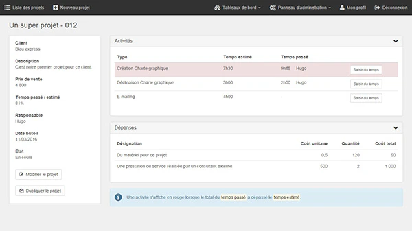 Evizience - gestion des temps