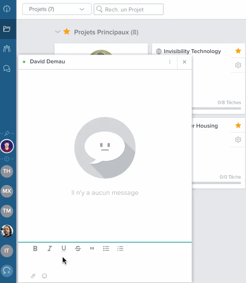 La messagerie intégrée à Taskworld, logiciel de gestion des tâches