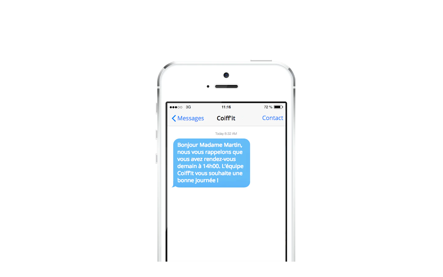 Exemple de SMS Push : le sms de confirmation