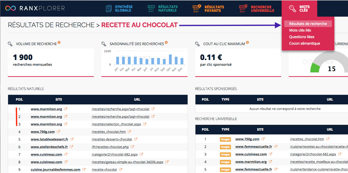 Commet effectuer une recherche sur un mot clé ?