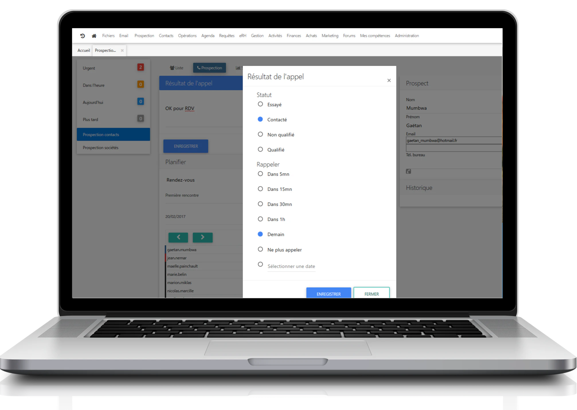 Oryanoo CRM dashboard