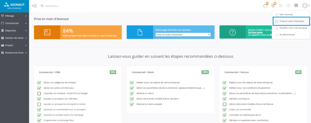 Le CRM avec ERP Axonaut
