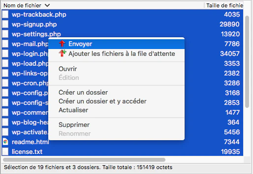 Envoi des fichiers Wordpress sur le serveur OVH