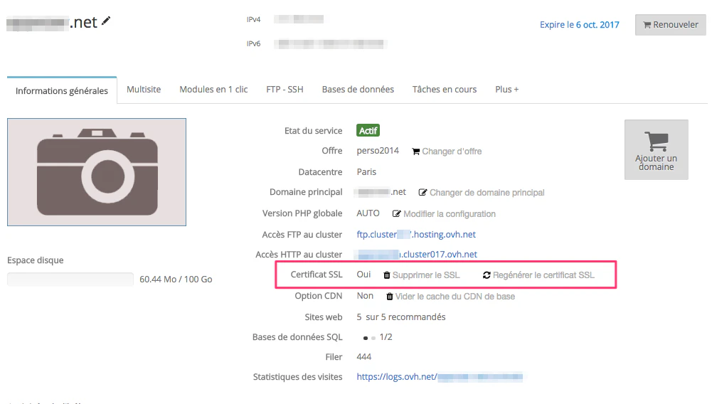 Certificat SSL OVH