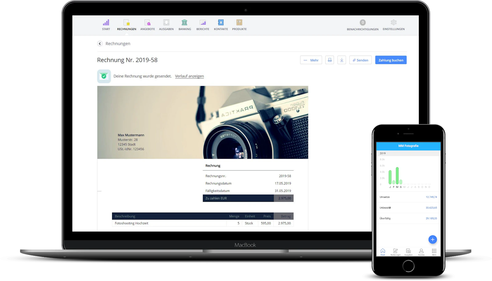 Debitoor - Software Rechnungsstellung - Ansicht mobil desktop
