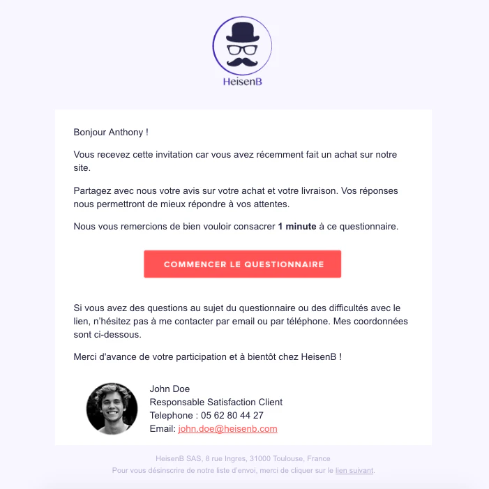 Exemple pour créer un questionnaire de satisfaction client engageant
