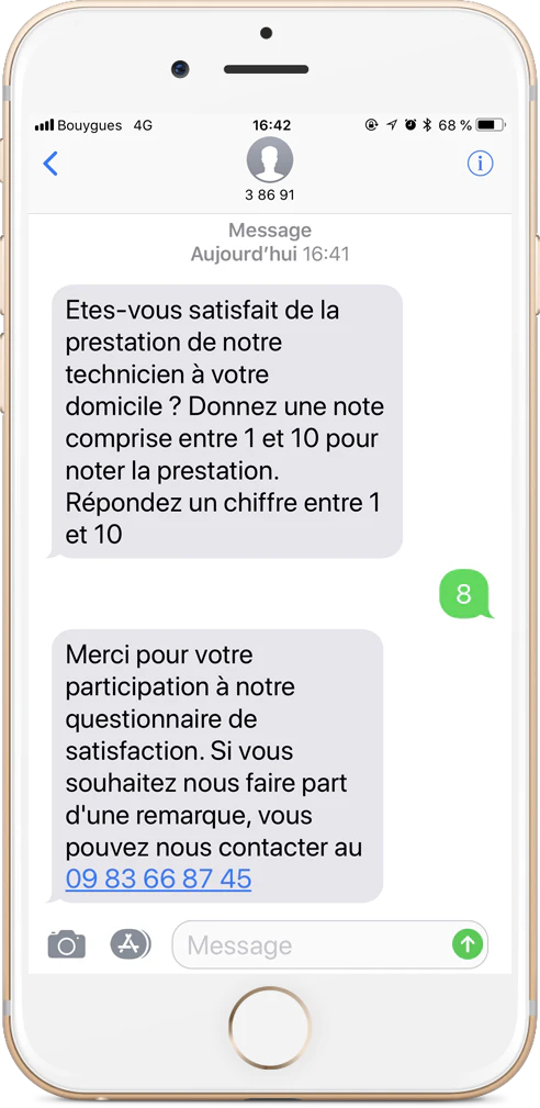 Exemple questionnaire de satisfaction par SMS