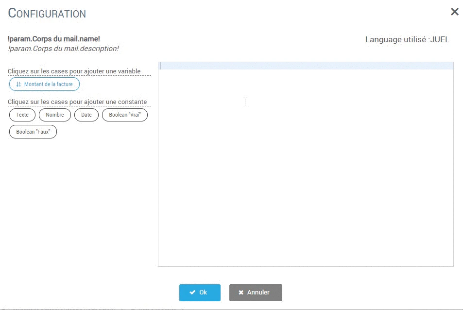 Réalisez la même opération pour tous les champs de l’email à envoyer.