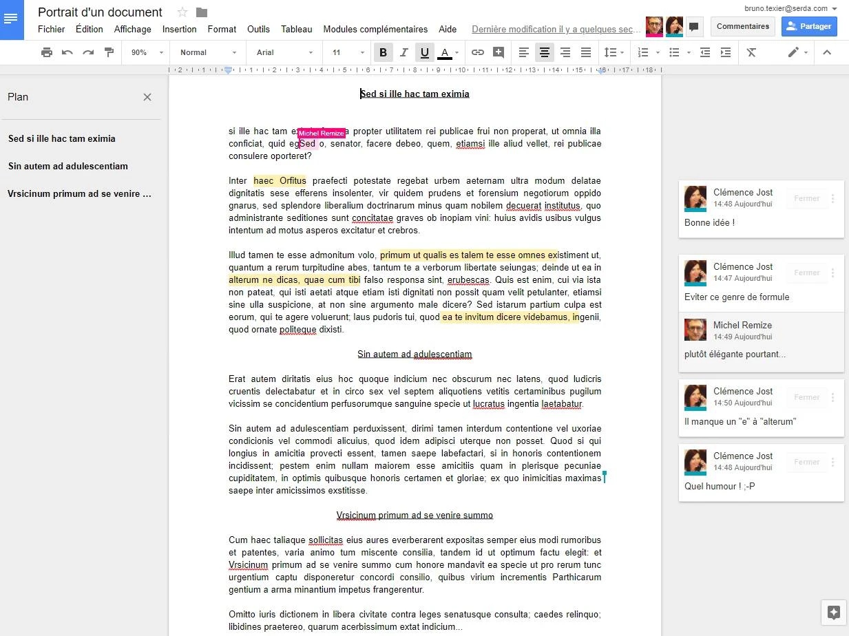 travail collaboratif : visuel Google Docs
