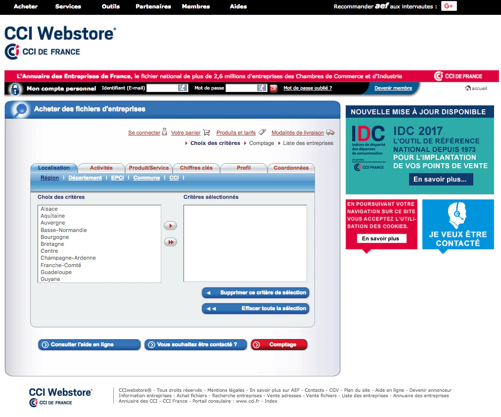 Achat de fichier b to b avec le CCI webstore