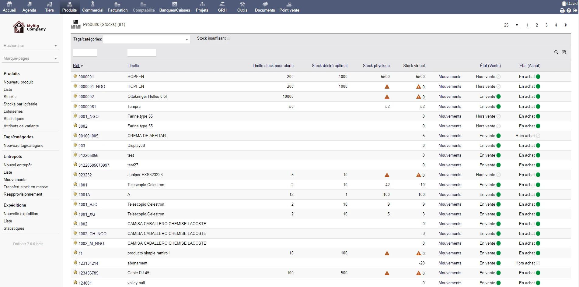 Dolibarr gestion de stock