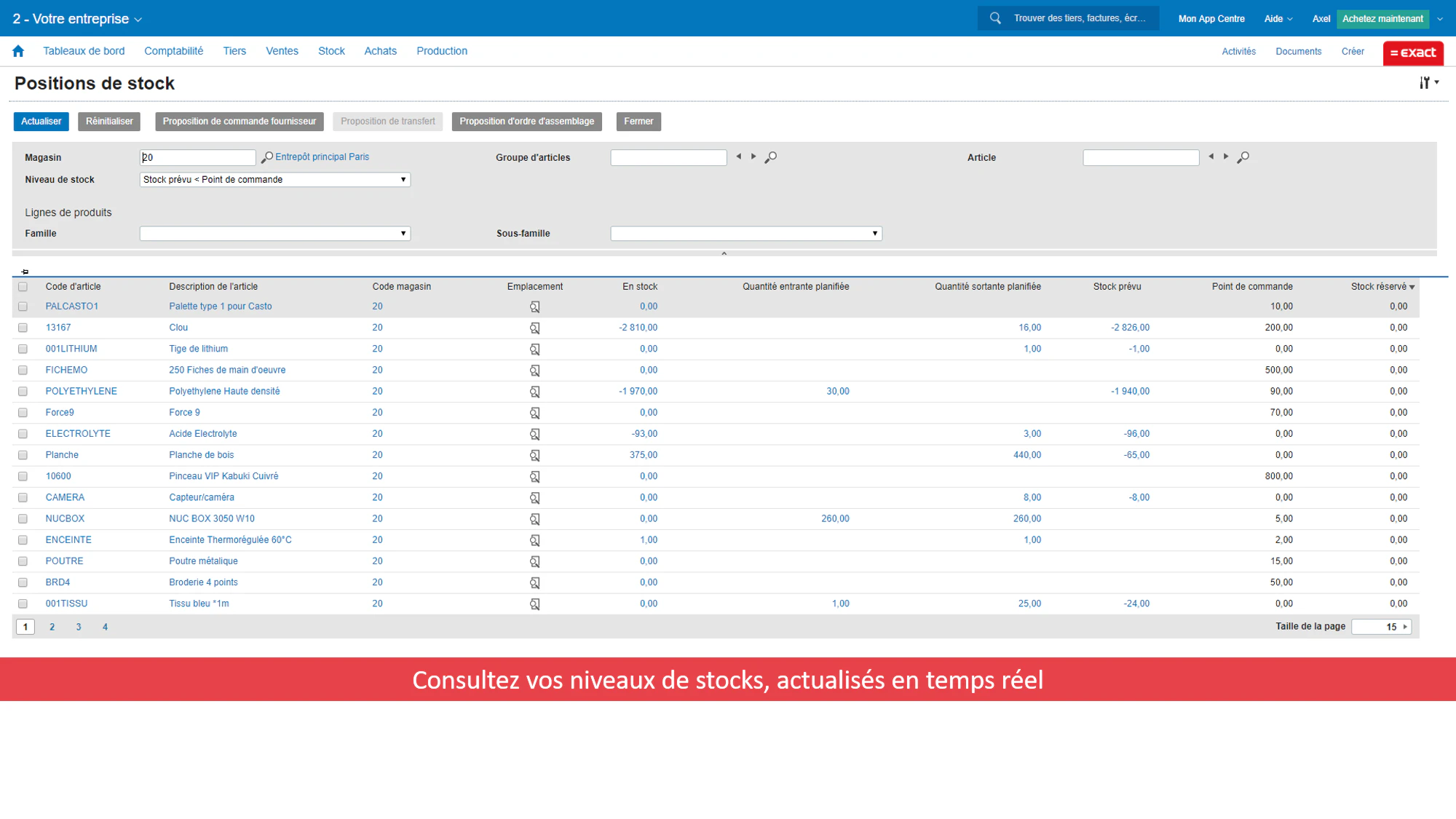 EXACT pour Commerce & négoce - Gestion de stock