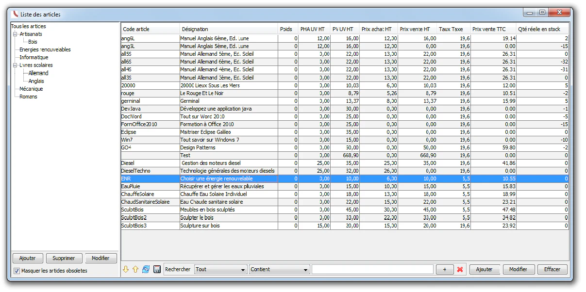 OpenConcerto - Gestion de stock