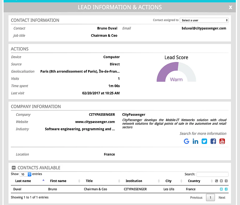 La solution de web tracking b2b Visiblee
