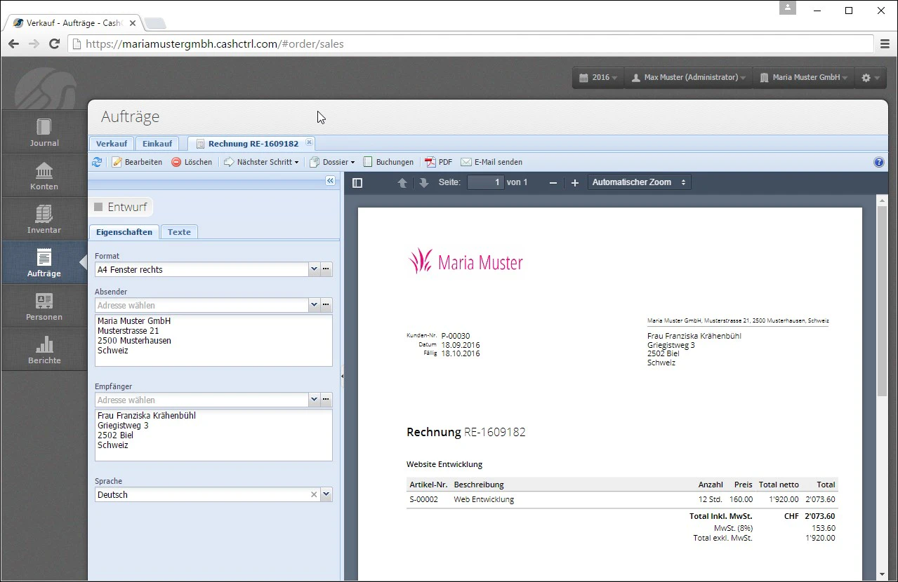 Cash Ctrl Screenshot Dashboard