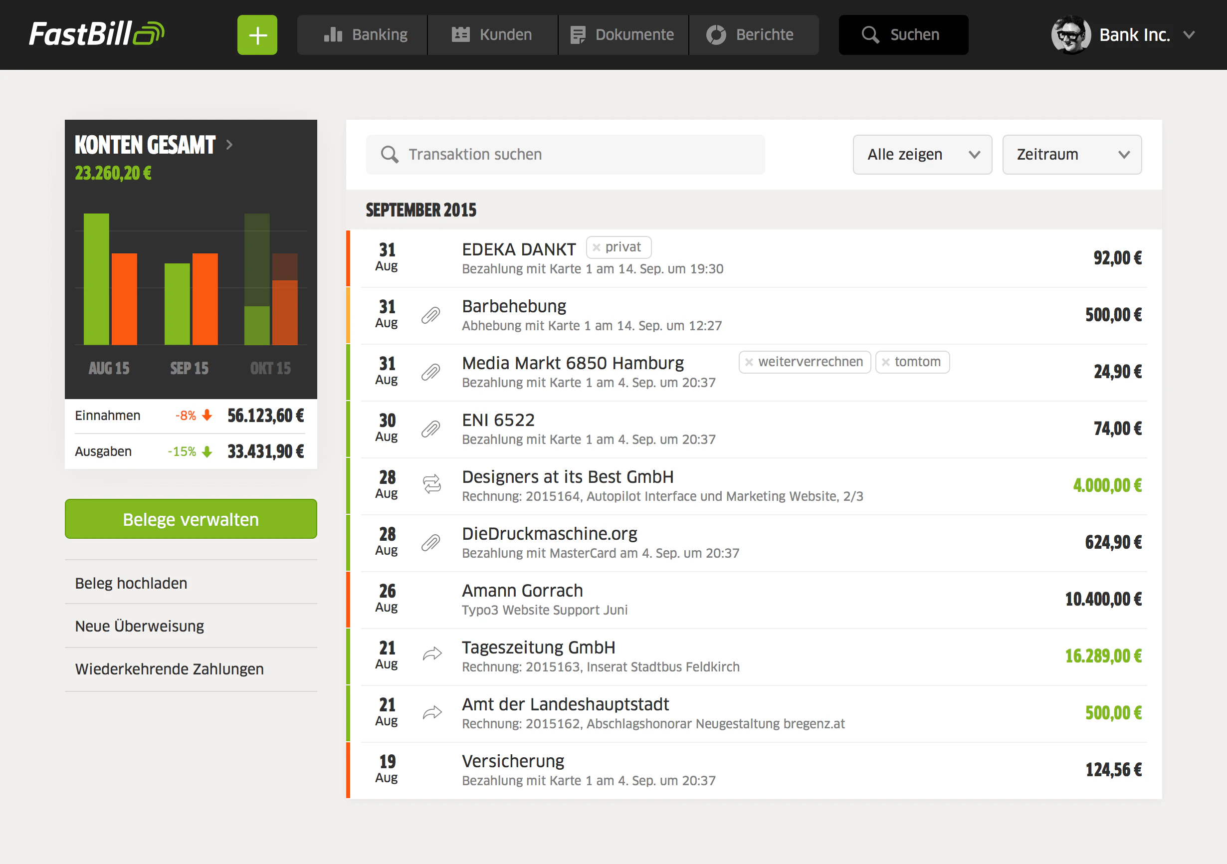 Fastbill Online-Buchhaltungssoftware