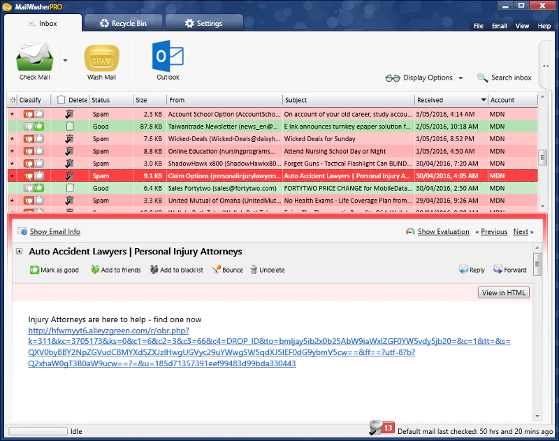 Mailwasher antispam
