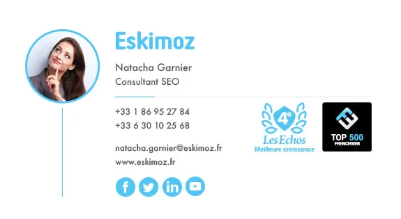 Exemple de signature mail professionnelle avec certification par le site “BoostMyMail”