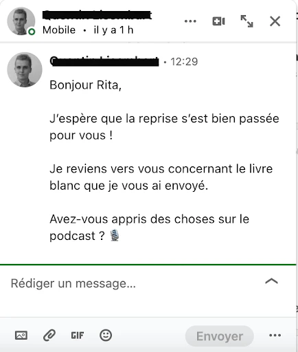 Message de relance sur Linkedin