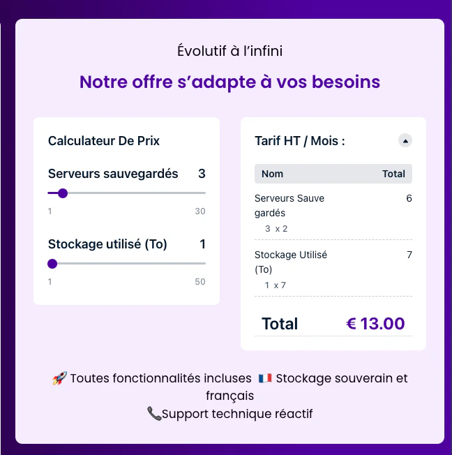 © Datashelter - Calculateur visible le 26/01/2026
