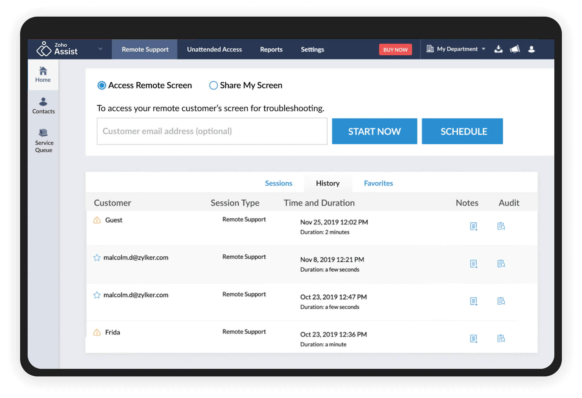 Interface Zoho Assist