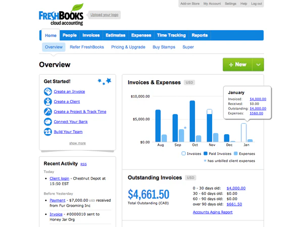 Freshbooks Screenshot